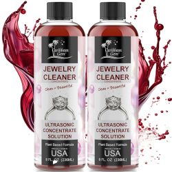 Caribbean Gem Ultrasonic Cleaner Solution Concentrate – Highly Concentrated All Purpose Cleaning Solution for All Ultrasonic Machines – USA Made Plant Based Eyeglass and Jewelry Cleaner, 8oz (2 Pack)