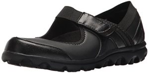 Propét Women’s Onalee Mary Jane Flat, Black Smooth, 8