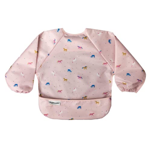 Tiny Twinkle Long Sleeve Bib for Babies & Toddlers | Waterproof Smock Bib for Eating | Machine Washable & Mess-Proof Feeding Essentials | Newborn Shower Gift (Unicorn Confetti, 2-4Y)