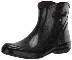 BOGS womens Rainboot Ankle Height Waterproof,Glitter Black,10