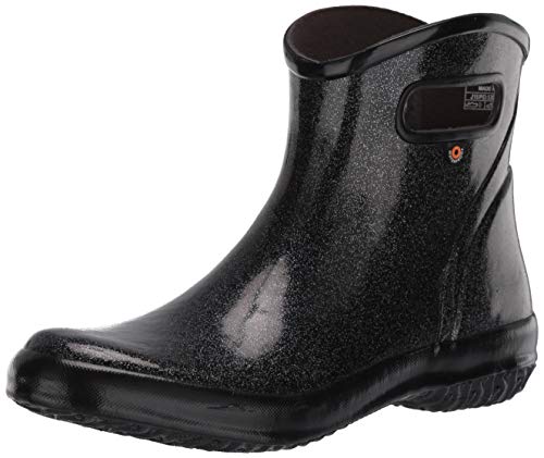 BOGS womens Rainboot Ankle Height Waterproof,Glitter Black,10