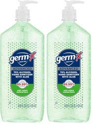 Germ-X Hand Sanitizer Gel with Aloe and Vitamin E | Moisturizing | No Rinse Formula | Pump Bottle | 1 Liter Pack of 2