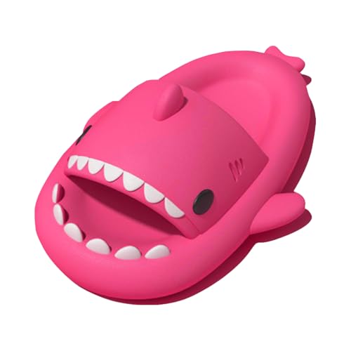 rosyclo Shark Slides for Women and Men, Cute Shark Slippers Adult Youth Cloudy Summer Soft Lightweight Anti-Slip Thick Sole Beach House Cloud Cushioned Shower Slide Sandals Indoor Outdoor, Hot Pink