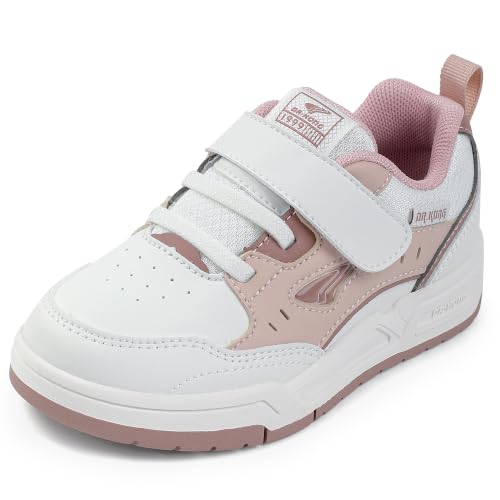 Dr Kong Toddler Girls Shoes Kids Tennis Leather Low Top Skate Shoes Casual Fashion Walking Athletic Sneakers with Hook and Loop for Toddlers and Little Kids